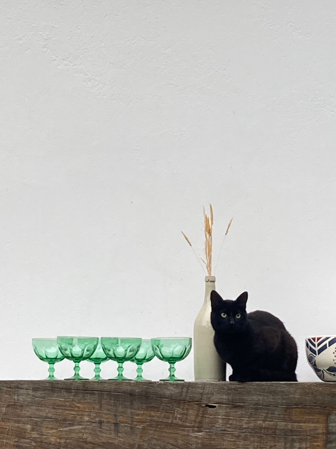 6 ice cups or stemware in vintage green glass