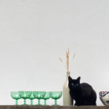 6 ice cups or stemware in vintage green glass