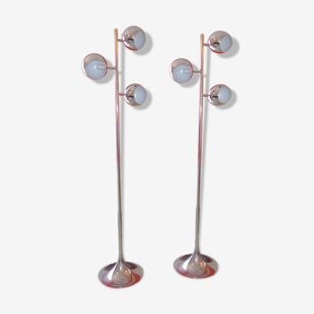 Paire de lampadaires années 70 pied tulipe