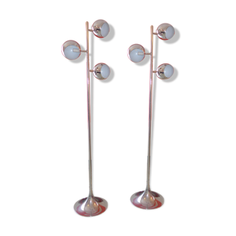 Paire de lampadaires années 70 pied tulipe