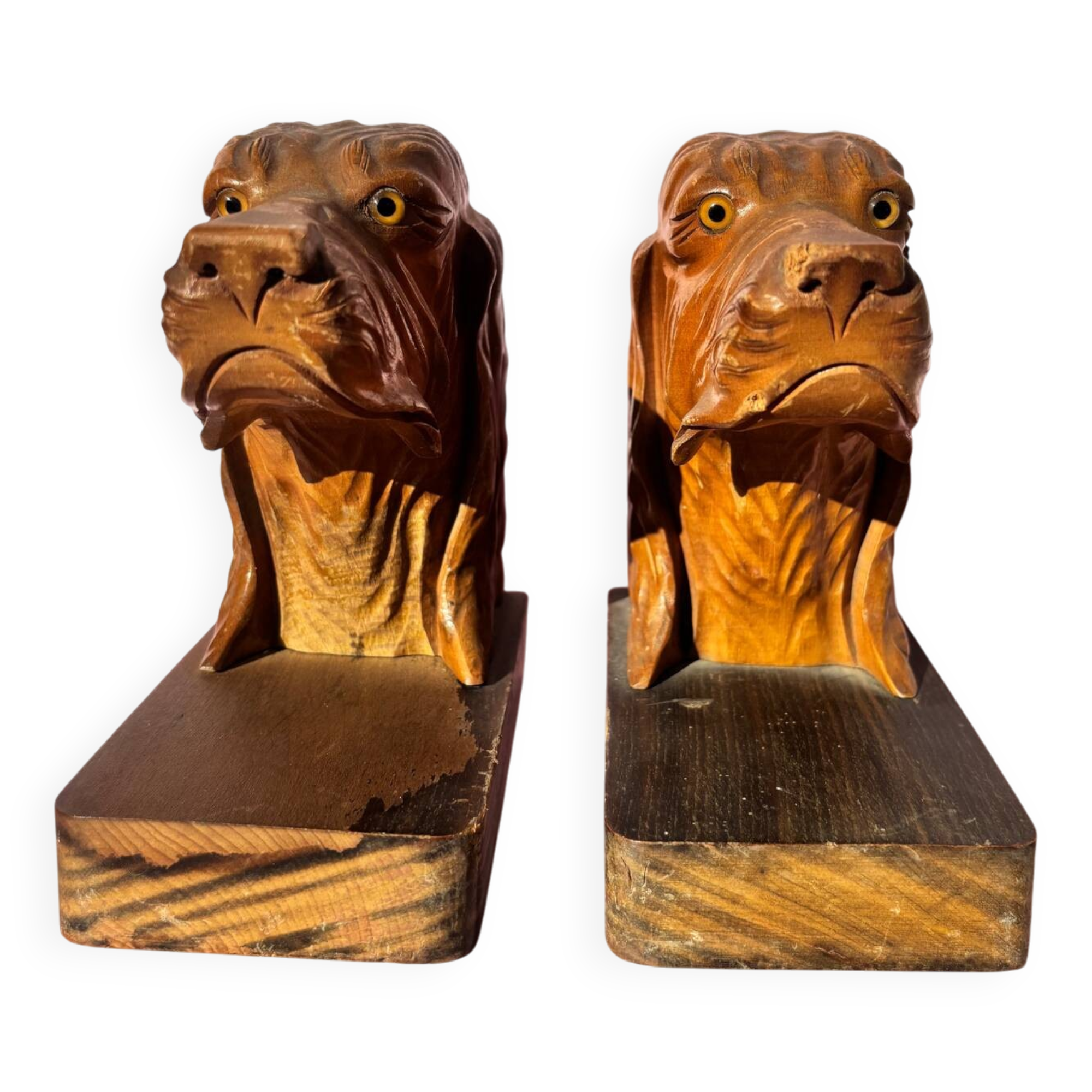 Paire de serres livres en bois signée P.Belys