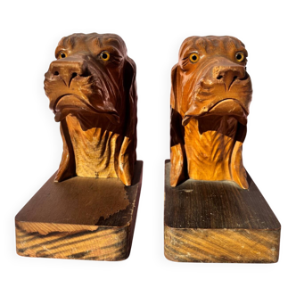 Pair of wooden bookends signed P.Belys