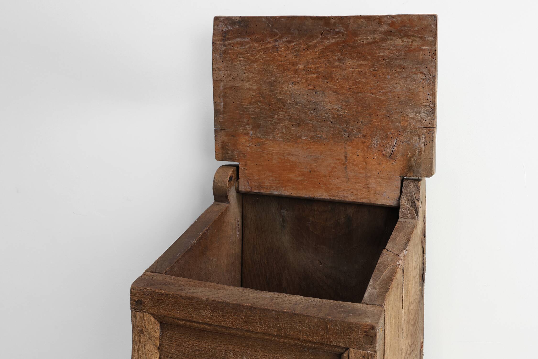 Antique French Oak Wall Salt Box, ca. 1850