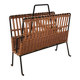 Vintage rattan and metal magazine rack, Raoul Guys