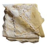 Nappe et 12 serviettes couleur paille annees 50.