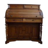 Bureau américain à tambour en noyer massif
