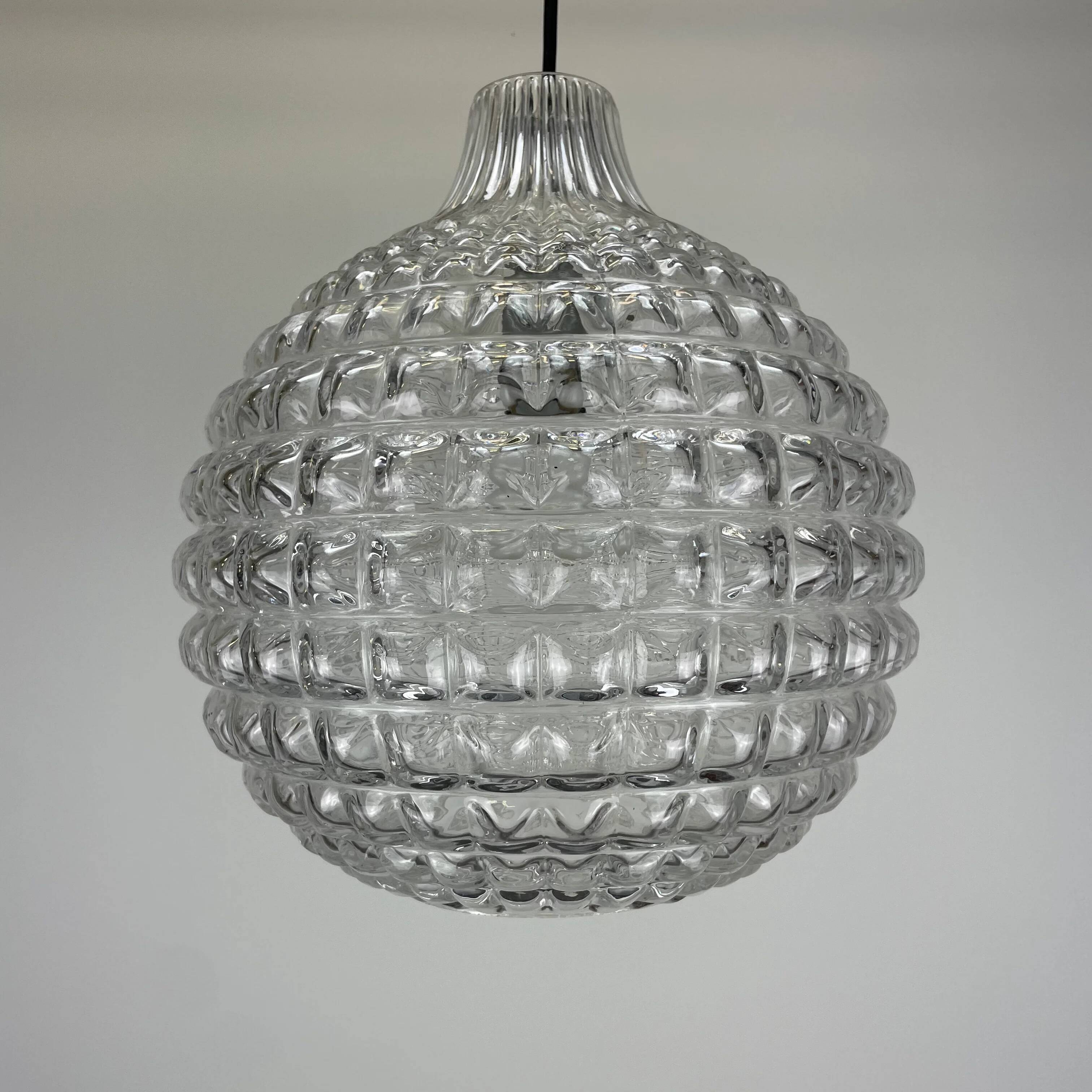 Crystal glass pendant lamp by Peill & Putzler 1960