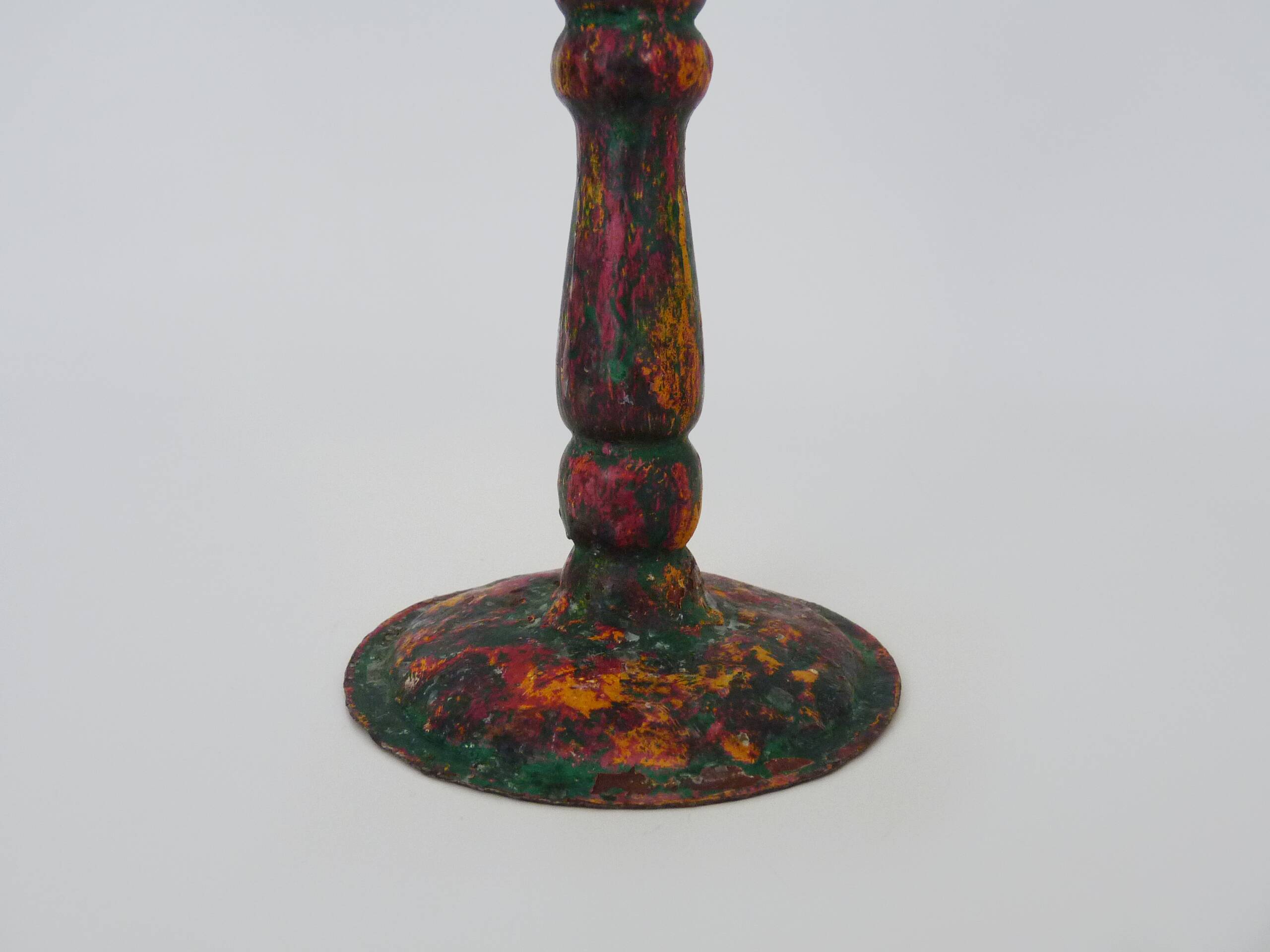 Pair of ethnic Indian candlesticks in vintage metal from the 60s