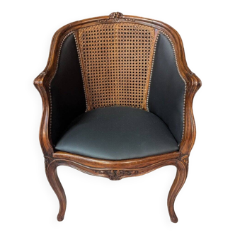 Fauteuil de bureau Louis XV avec cannage