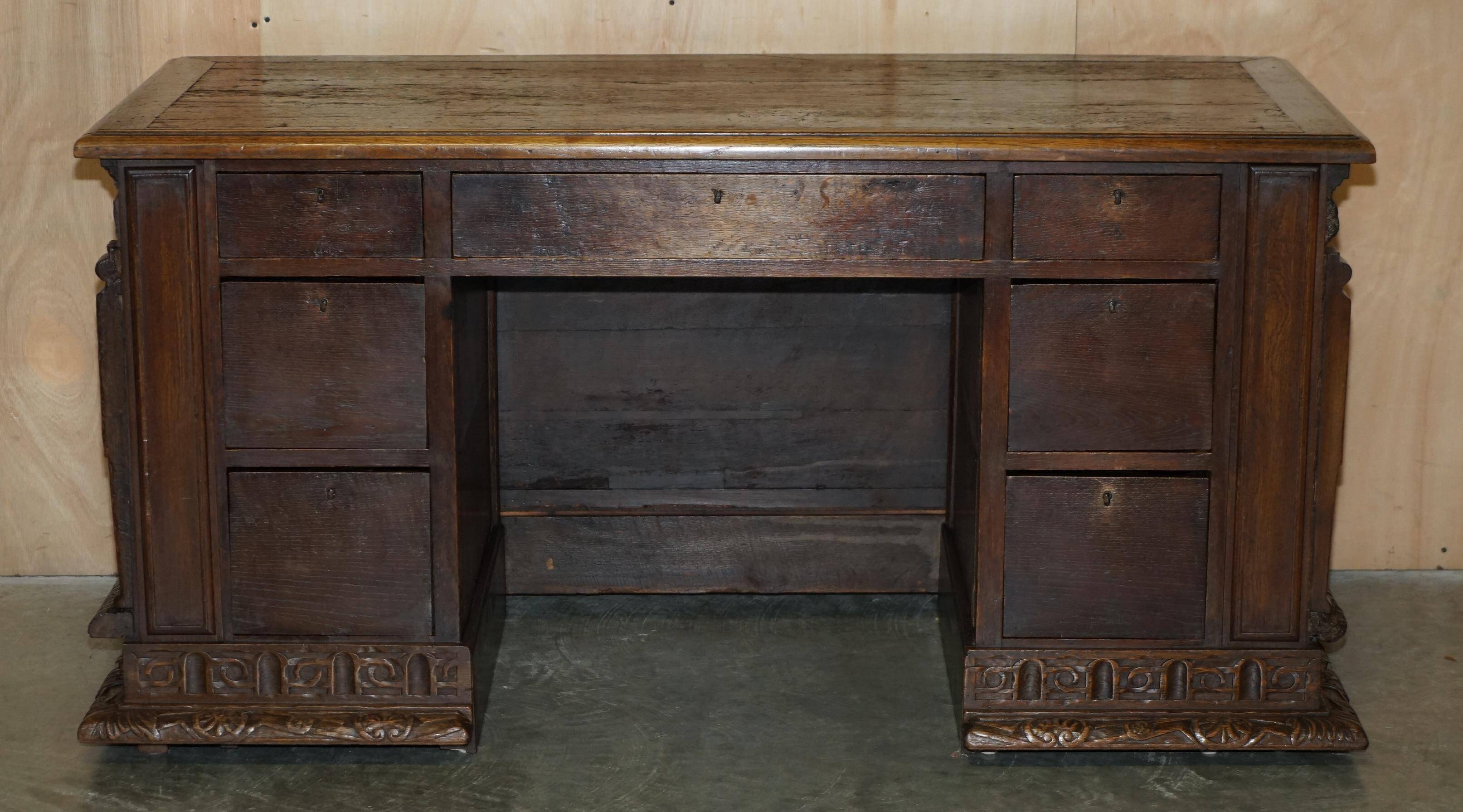 Cassone Bureau Italian Hand-Carved 16th Century