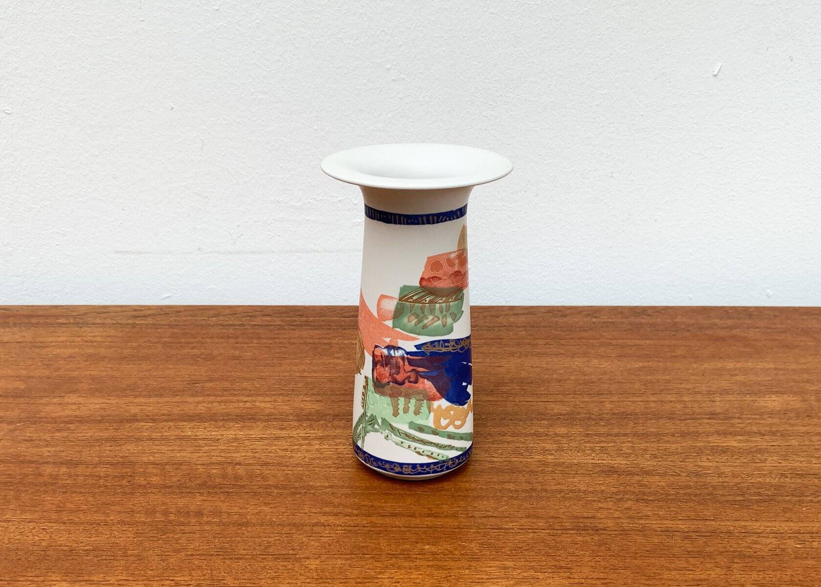 Vintage German ceramic vase Postmodern Alta Mira series by Gilbert Portanier for Rosenthal, 1980s.