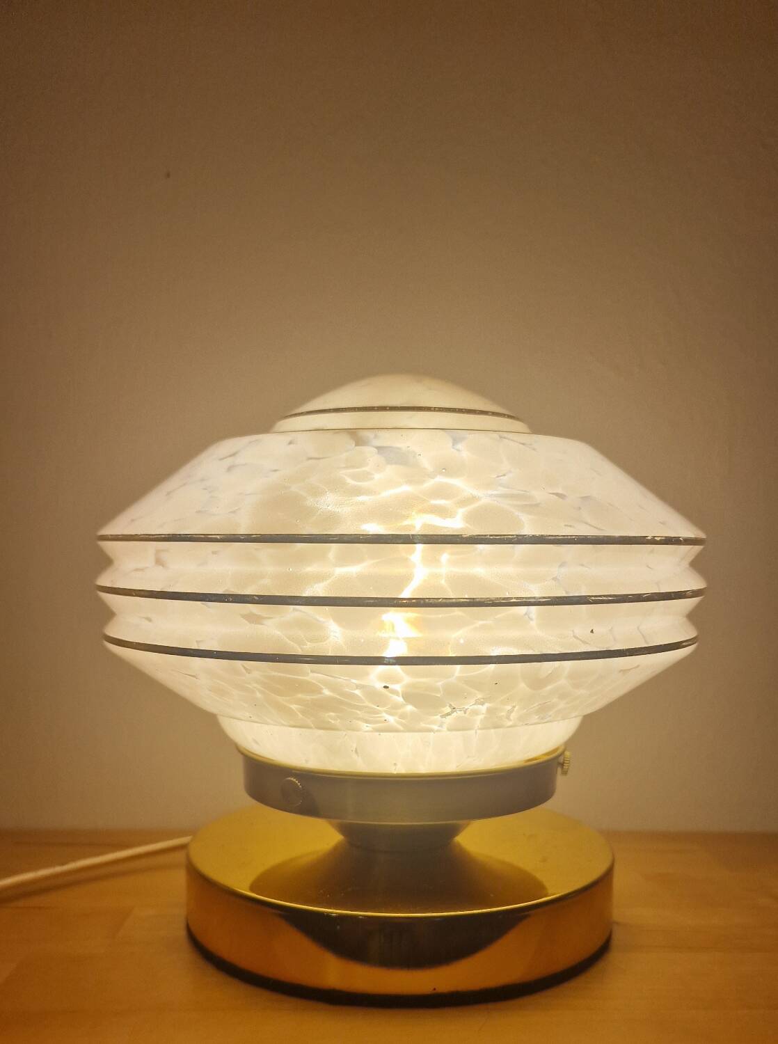 Art Deco glass touch lamp in pink Clichy glass