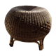 Wicker and rattan pouf