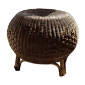 Pouf en osier et rotin