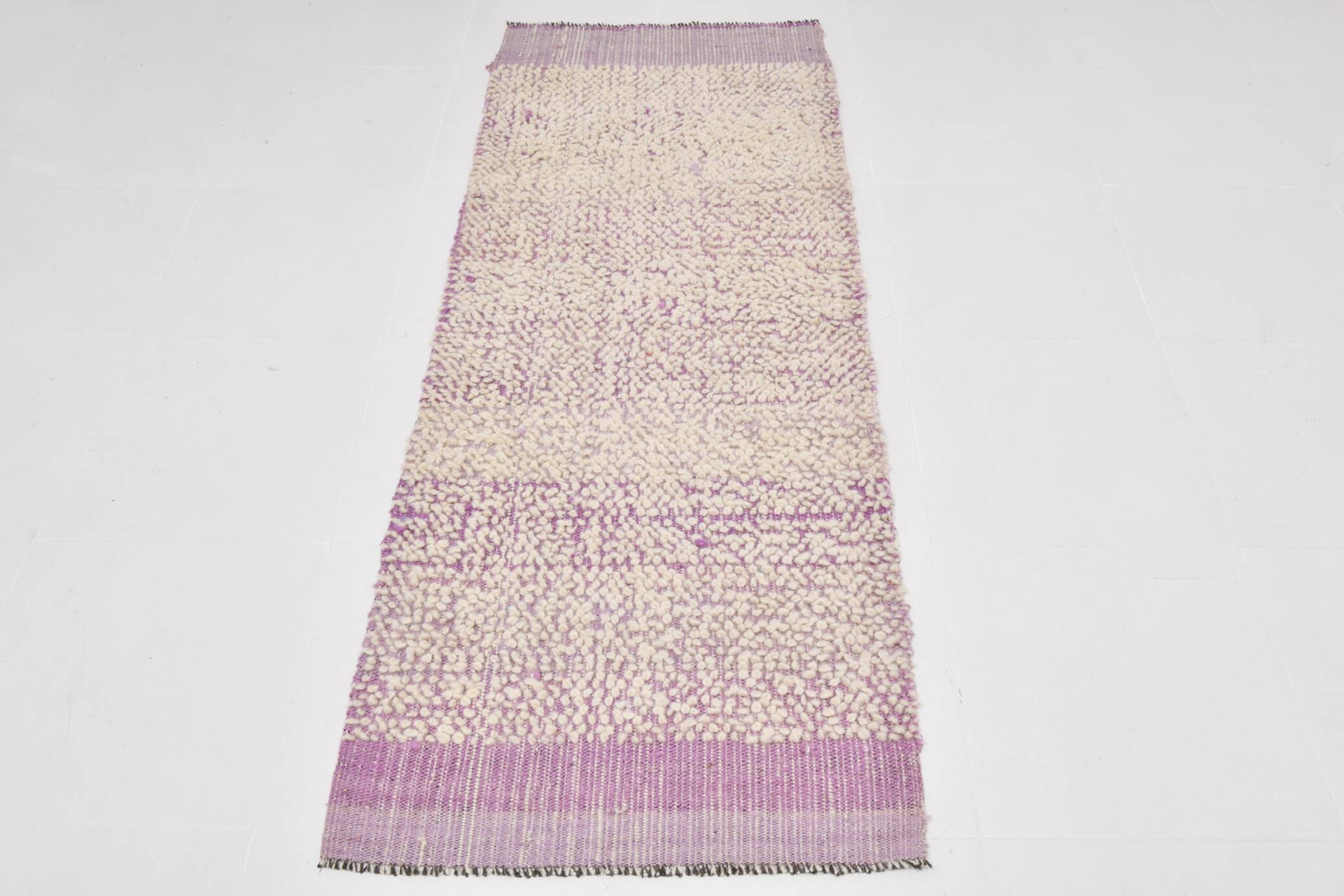 Tapis Kilim rose et beige 2x6, 68x178 cm