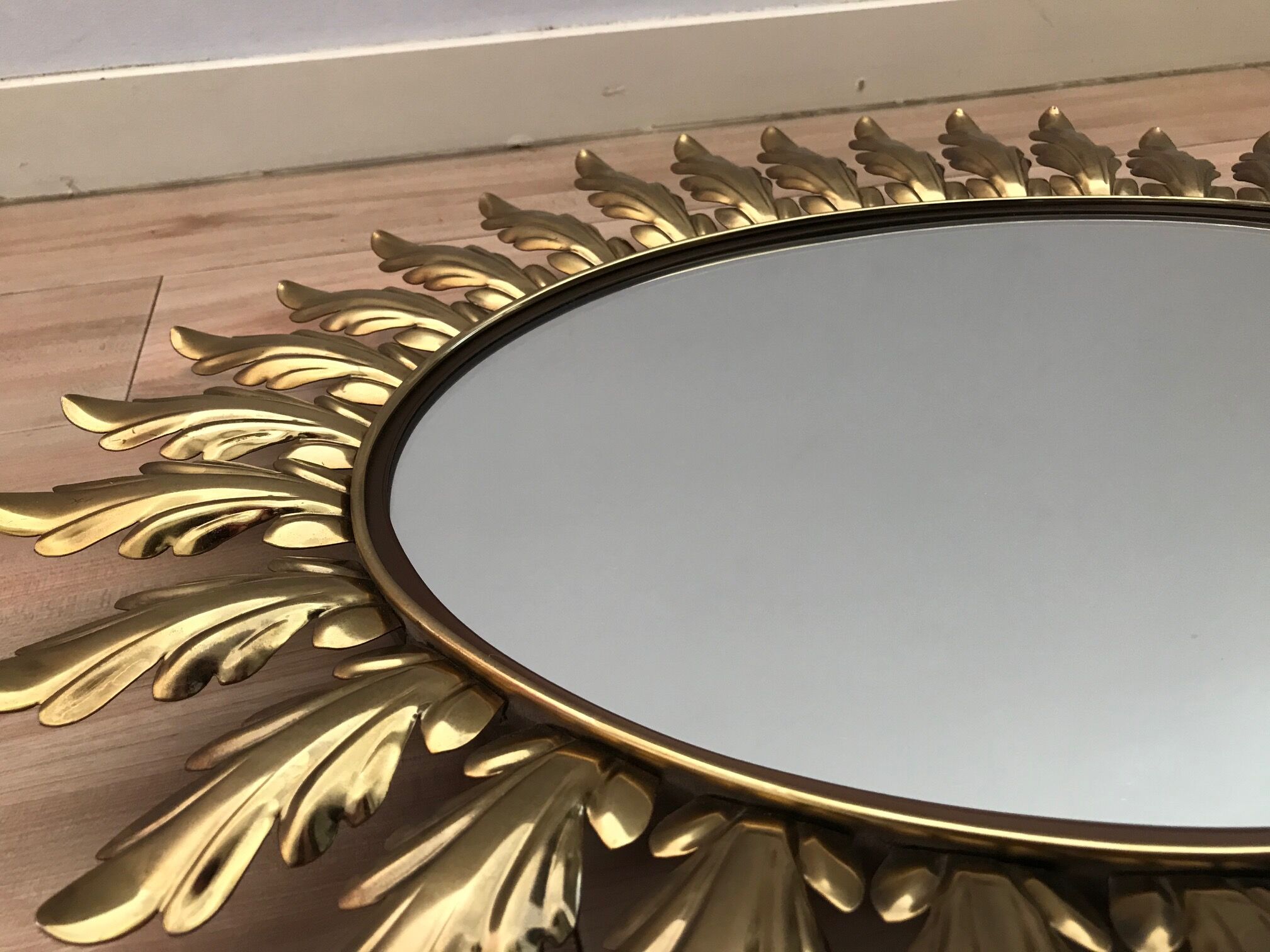 Deknudt 1950 large golden oval mirror  - 70x56cm