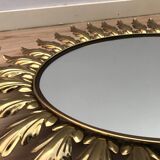 Deknudt 1950 large golden oval mirror  - 70x56cm