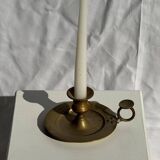 Antique gold hand candlestick with a handle fixed by 3 rivets H8 D13