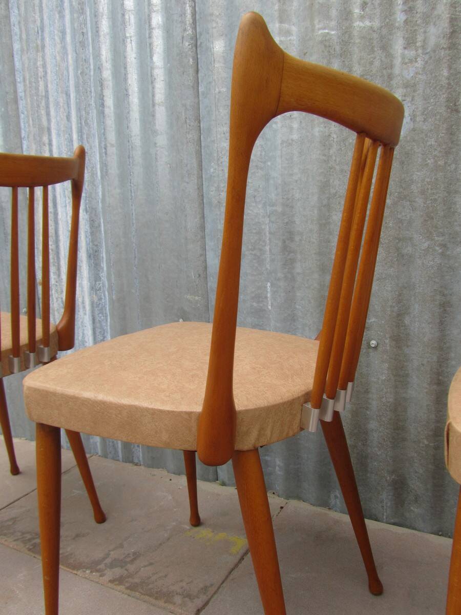 Mid-Century Dutch Organic Design Chairs from Stevens, 1950s, Set of 3