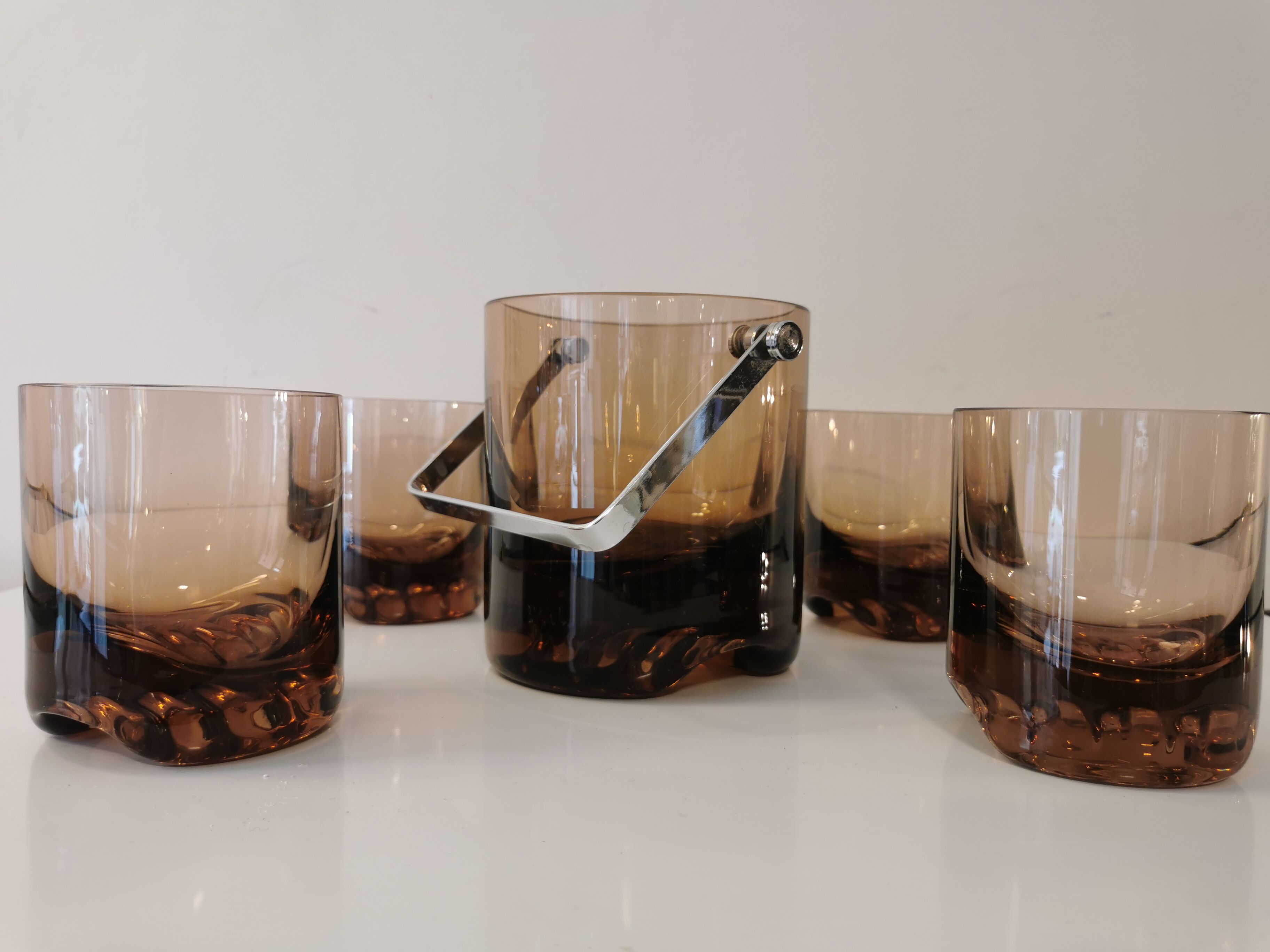 Vintage whisky service in 70s blown glass
