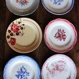 6 mismatched flat plates Marsac Canebière Fontanges Digoin Sarreguemines