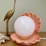 Vintage pink ceramic shell lamp