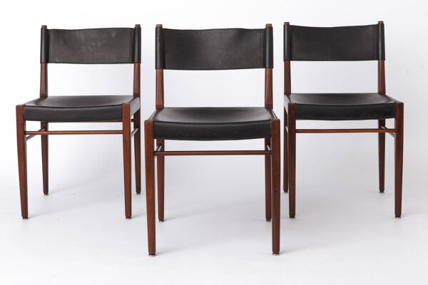 Ensemble de 3 chaises de salle à manger Helmut Magg – Modèle 3024 pour Deutsche Werkstätten