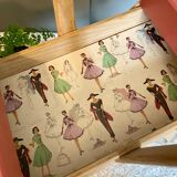 Vintage worker, sewing box with compass feet, 70s Scandinavian style.