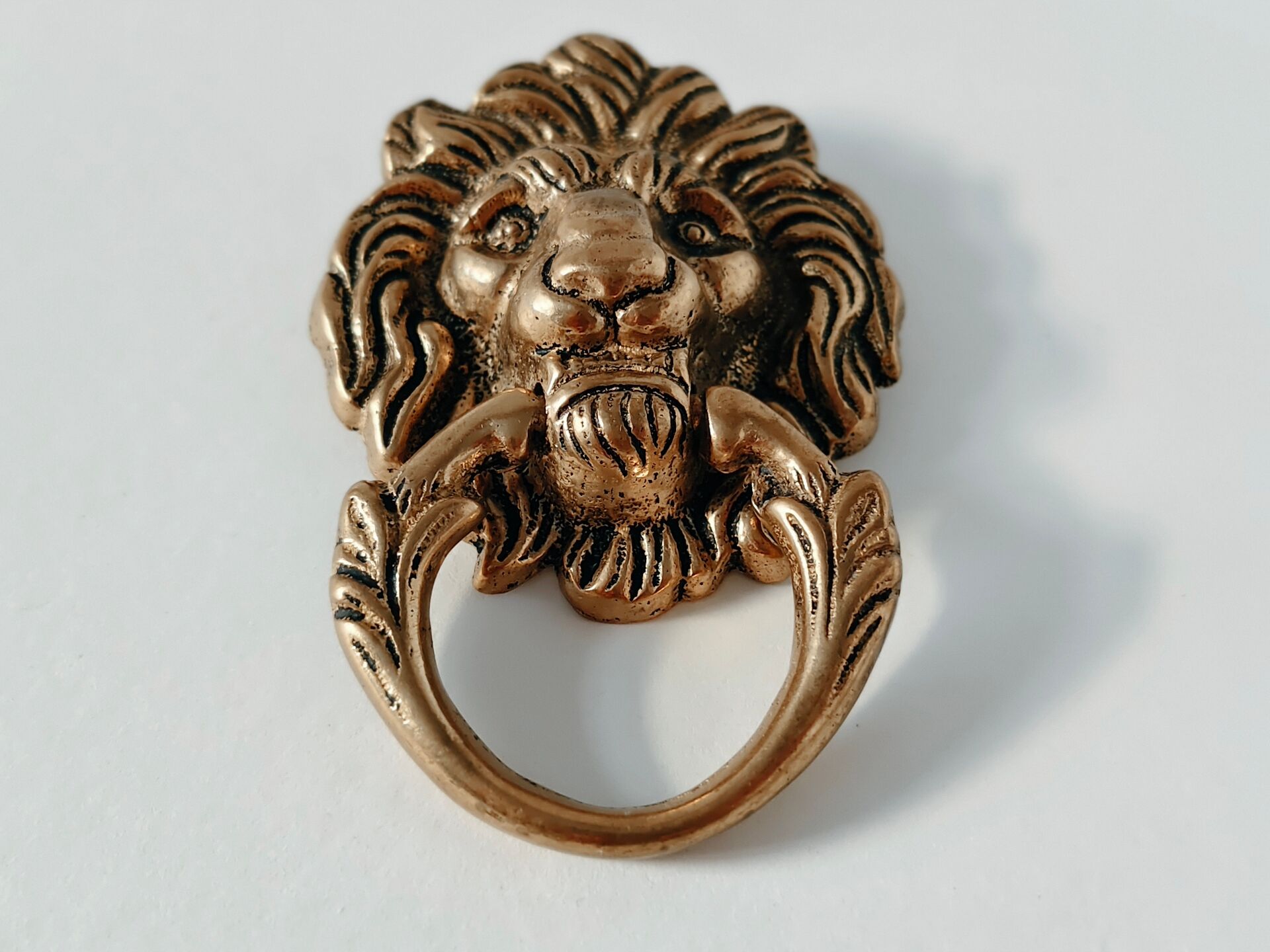 Lion Head Door Knocker in Solid Brass, Antique Door Handle