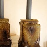 Pair of brutalist ceramic candle holders