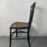 Chaise Napoleon III, Chiavari en bois noirci peint et cannage