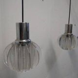 Lampes suspendues vintage en verre 3 pièces