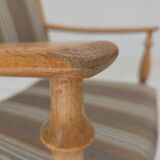 1970s, pair of Scandinavian armchairs, furniture wool, solid oak wood.