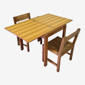 Compact tiny house pine dining set, Sweden 1960s