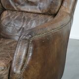 Very comfortable vintage cow leather armchair with beautiful colours