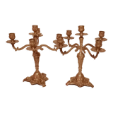 Pair of 5-burner bronze candlesticks