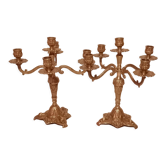 Paire de chandeliers à 5 feux en bronze