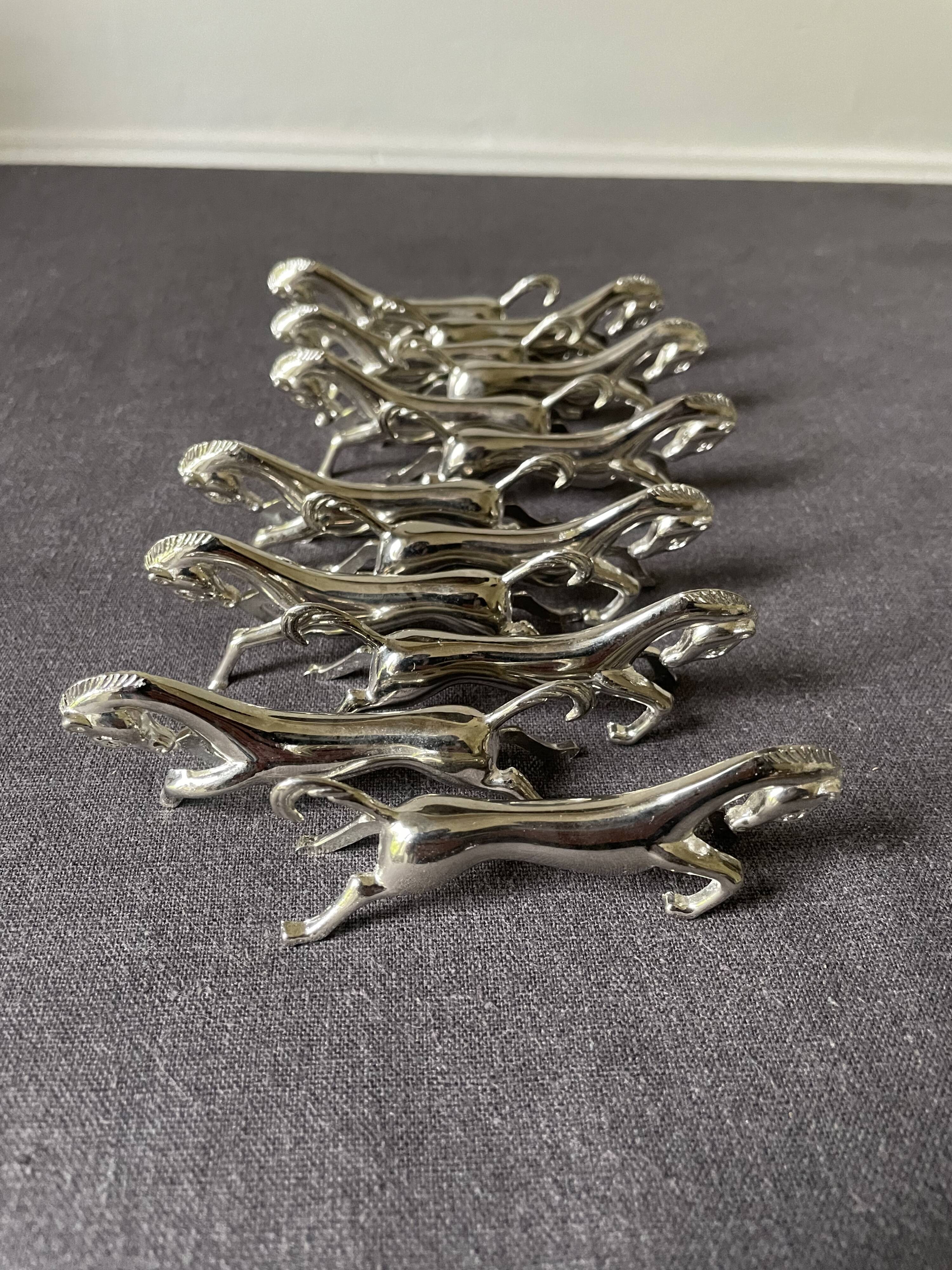 Vintage silver metal horse knife holder