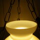 Hanging lamp of the 1950s, white opaline shade and porcelain decoration