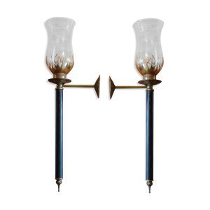 Paire d'appliques flambeau