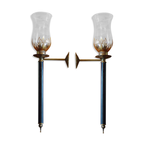 Paire d'appliques flambeau art déco — Beyit
