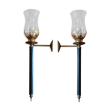 Pair of art deco torch sconces