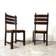 Vintage oak and wicker brutalist dining chairs, 1960s