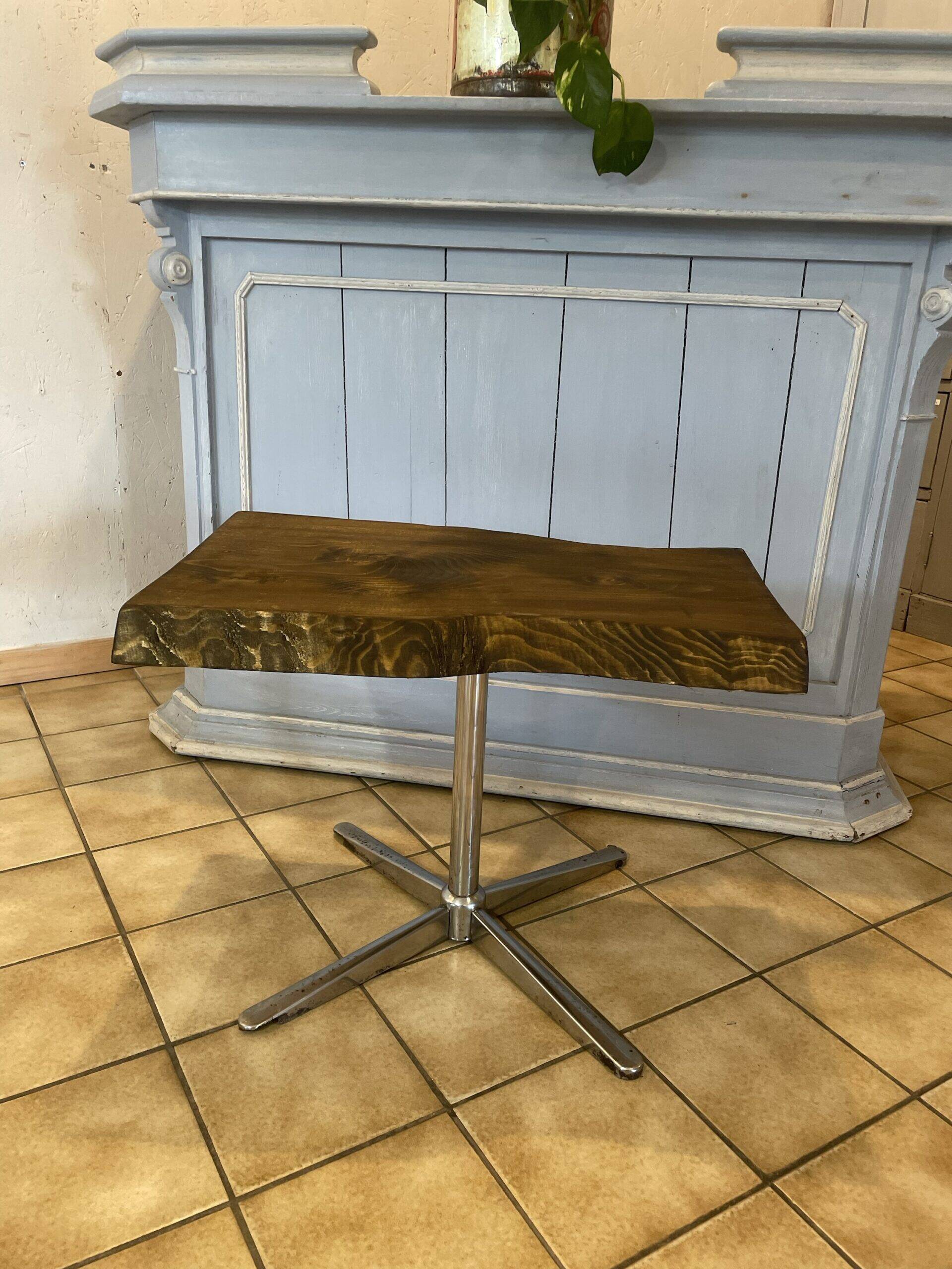 Wood and metal side table