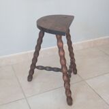 Vintage tripod stool in turned wood
