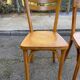 2 Scandinavian bistro chairs by Baumann in light wood from 1980.