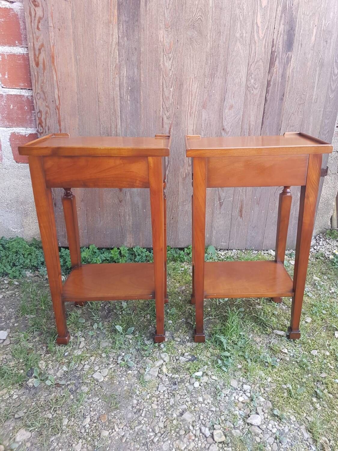 Pair of bedside nightstands with vintage wooden drawer