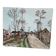 Canvas on village scene frame signed vintage Denise