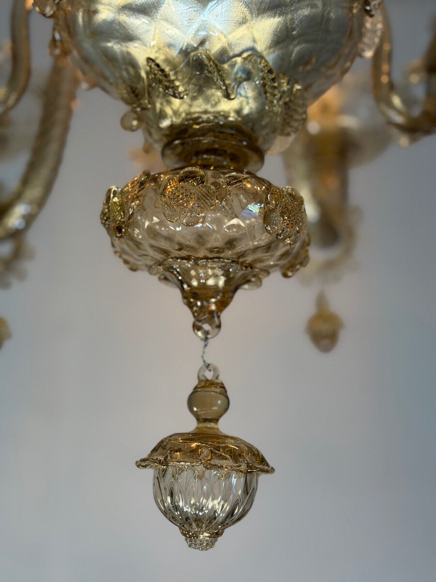 Venetian glass chandelier from Murano, green, circa 1920.