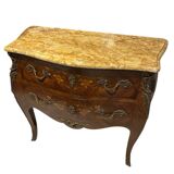 Curved chest of drawers with marquetry and marble